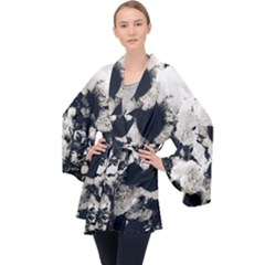 High Contrast Black And White Snowballs Velvet Kimono Robe by okhismakingart