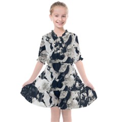 High Contrast Black And White Snowballs Kids  All Frills Chiffon Dress