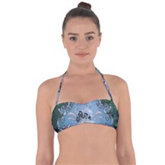 Surfboard With Dolphin Halter Bandeau Bikini Top by FantasyWorld7