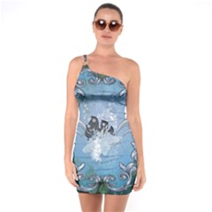 Surfboard With Dolphin One Soulder Bodycon Dress by FantasyWorld7