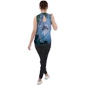 Surfboard With Dolphin Mock Neck Chiffon Sleeveless Top View2