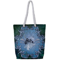 Surfboard With Dolphin Full Print Rope Handle Tote (small) by FantasyWorld7