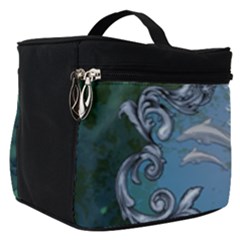 Surfboard With Dolphin Make Up Travel Bag (small) by FantasyWorld7