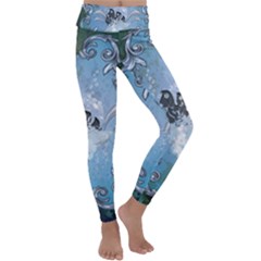 Surfboard With Dolphin Kids  Lightweight Velour Classic Yoga Leggings by FantasyWorld7