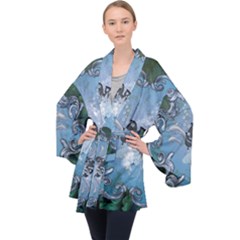 Surfboard With Dolphin Velvet Kimono Robe by FantasyWorld7