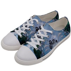 Surfboard With Dolphin Women s Low Top Canvas Sneakers by FantasyWorld7