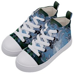 Surfboard With Dolphin Kids  Mid-top Canvas Sneakers by FantasyWorld7