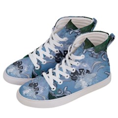 Surfboard With Dolphin Women s Hi-top Skate Sneakers by FantasyWorld7