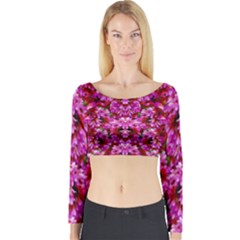 Flowers And Bloom In Sweet And Nice Decorative Style Long Sleeve Crop Top by pepitasart