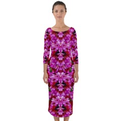 Flowers And Bloom In Sweet And Nice Decorative Style Quarter Sleeve Midi Bodycon Dress by pepitasart