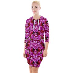 Flowers And Bloom In Sweet And Nice Decorative Style Quarter Sleeve Hood Bodycon Dress by pepitasart