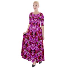 Flowers And Bloom In Sweet And Nice Decorative Style Half Sleeves Maxi Dress