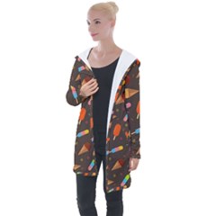 Hot Summer Months - Frozen Treats Pattern Longline Hooded Cardigan by WensdaiAmbrose