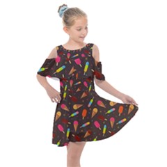 Hot Summer Months - Frozen Treats Pattern Kids  Shoulder Cutout Chiffon Dress by WensdaiAmbrose