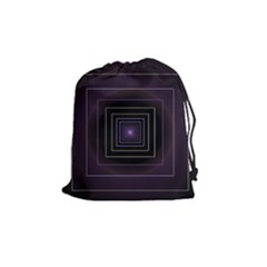 Fractal Square Modern Purple Drawstring Pouch (medium) by Pakrebo