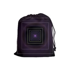 Fractal Square Modern Purple Drawstring Pouch (large) by Pakrebo