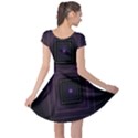 Fractal Square Modern Purple Cap Sleeve Dress View2