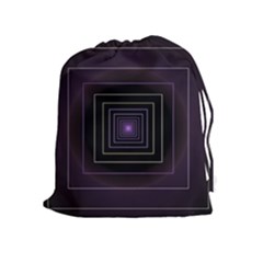 Fractal Square Modern Purple Drawstring Pouch (xl) by Pakrebo