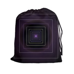 Fractal Square Modern Purple Drawstring Pouch (xxl) by Pakrebo