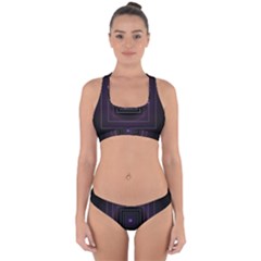 Fractal Square Modern Purple Cross Back Hipster Bikini Set by Pakrebo