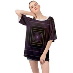 Fractal Square Modern Purple Oversized Chiffon Top