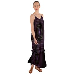 Fractal Square Modern Purple Cami Maxi Ruffle Chiffon Dress