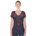 Fractal Glowing Abstract Digital Short Sleeve Front Detail Top View1