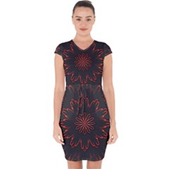 Fractal Glowing Abstract Digital Capsleeve Drawstring Dress  by Pakrebo