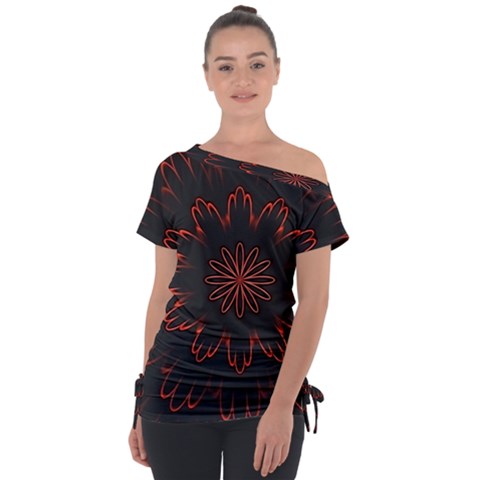 Fractal Glowing Abstract Digital Tie-up Tee by Pakrebo