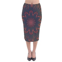 Fractal Glowing Abstract Digital Velvet Midi Pencil Skirt by Pakrebo