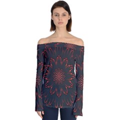 Fractal Glowing Abstract Digital Off Shoulder Long Sleeve Top by Pakrebo