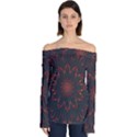 Fractal Glowing Abstract Digital Off Shoulder Long Sleeve Top View1