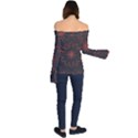 Fractal Glowing Abstract Digital Off Shoulder Long Sleeve Top View2