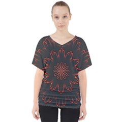 Fractal Glowing Abstract Digital V-neck Dolman Drape Top by Pakrebo