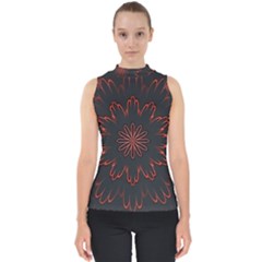 Fractal Glowing Abstract Digital Mock Neck Shell Top by Pakrebo