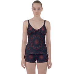 Fractal Glowing Abstract Digital Tie Front Two Piece Tankini by Pakrebo