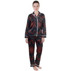 Fractal Glowing Abstract Digital Satin Long Sleeve Pyjamas Set