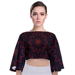 Fractal Glowing Abstract Digital Tie Back Butterfly Sleeve Chiffon Top by Pakrebo