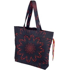 Fractal Glowing Abstract Digital Drawstring Tote Bag by Pakrebo