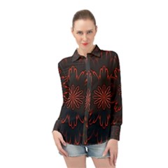 Fractal Glowing Abstract Digital Long Sleeve Chiffon Shirt