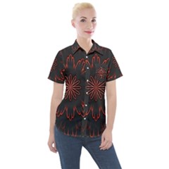 Fractal Glowing Abstract Digital Women s Short Sleeve Pocket Shirt