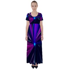 Abstract Background Lightning High Waist Short Sleeve Maxi Dress by Pakrebo