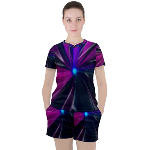 Abstract Background Lightning Women s Tee And Shorts Set by Pakrebo