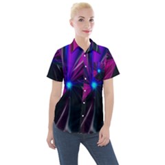 Abstract Background Lightning Women s Short Sleeve Pocket Shirt