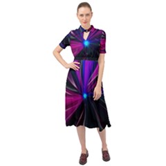 Abstract Background Lightning Keyhole Neckline Chiffon Dress