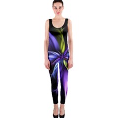 Fractal Floral Pattern Petals One Piece Catsuit by Pakrebo