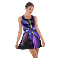 Fractal Floral Pattern Petals Cotton Racerback Dress