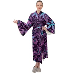 Stamping Maxi Tie Front Velour Kimono by Sobalvarro