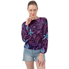 Stamping Banded Bottom Chiffon Top