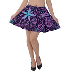 Stamping Velvet Skater Skirt